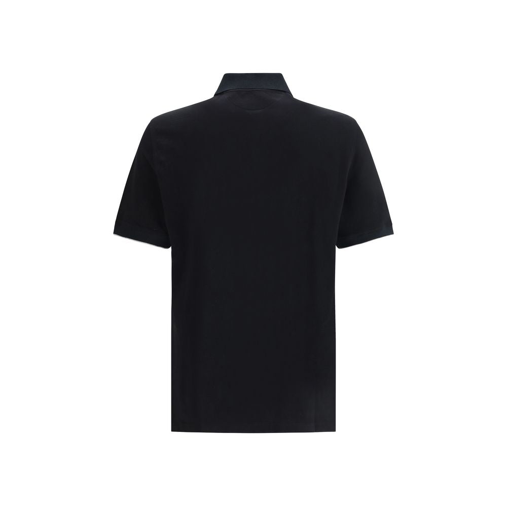 Brunello Cucinelli Black Cotton Polo Shirt for Men