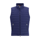 Brunello Cucinelli Blue Quilted Sleeveless Jacket for Men