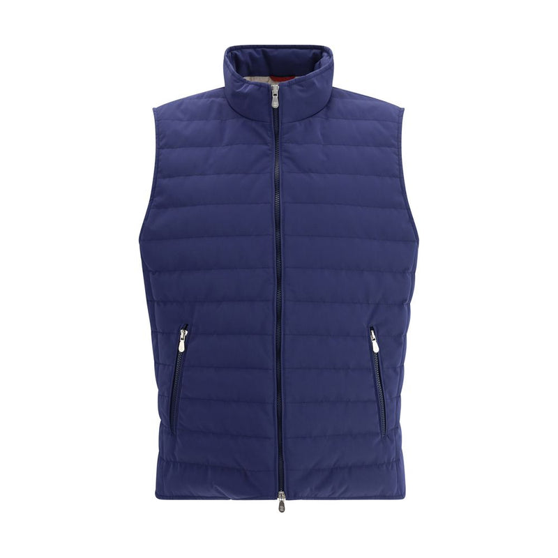 Brunello Cucinelli Blue Quilted Sleeveless Jacket for Men