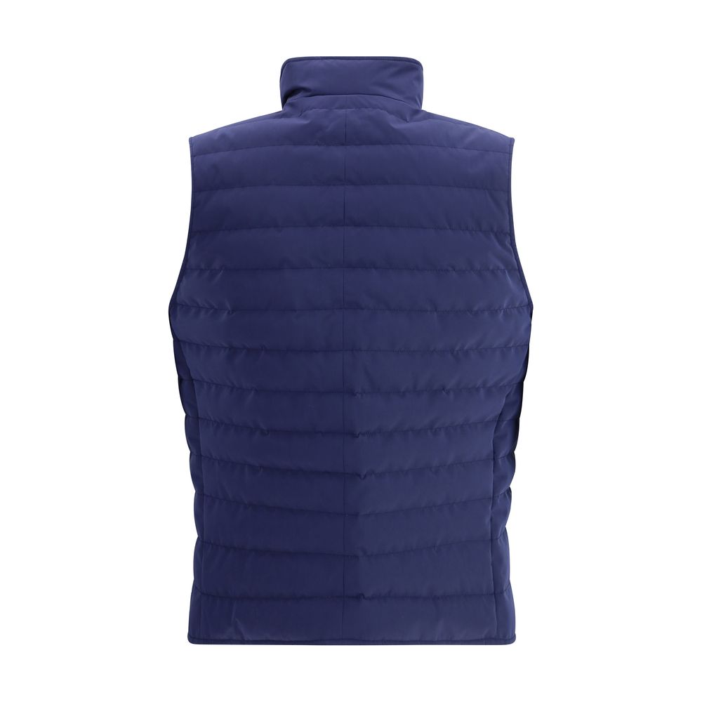 Brunello Cucinelli Blue Quilted Sleeveless Jacket for Men