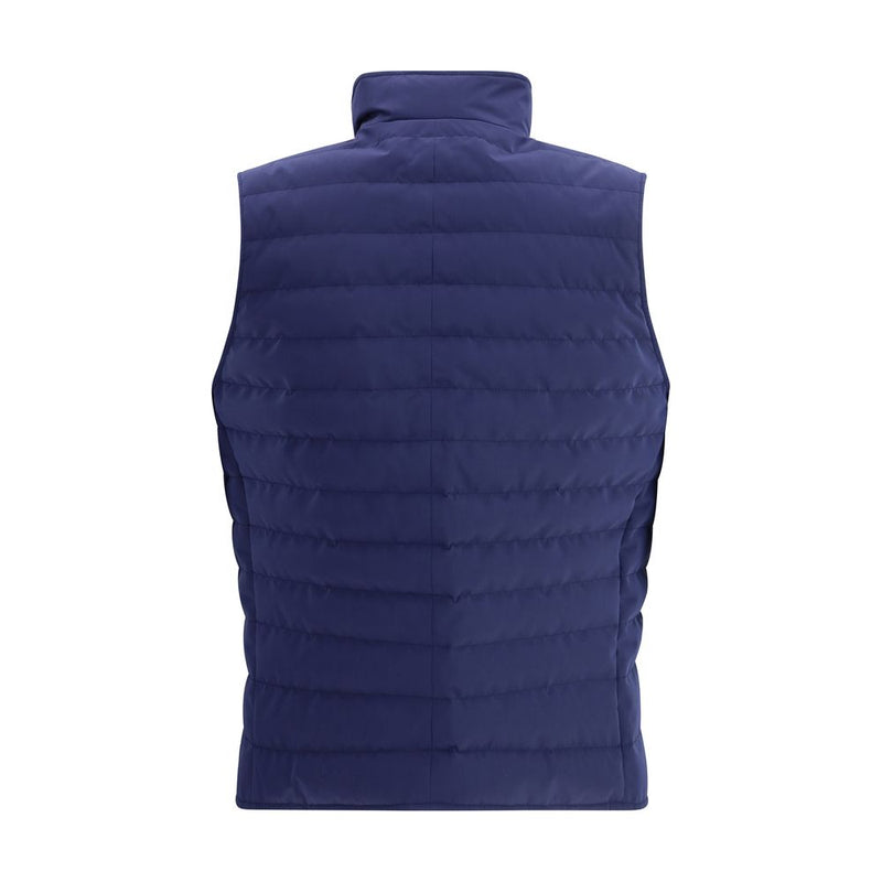 Brunello Cucinelli Blue Quilted Sleeveless Jacket for Men