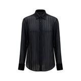 Gucci Black Silk Dress Shirt - Striped Design for Men
