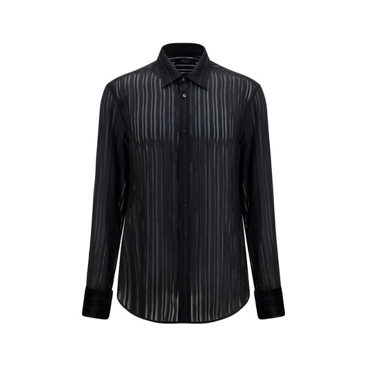 Gucci Black Silk Dress Shirt - Striped Design for Men