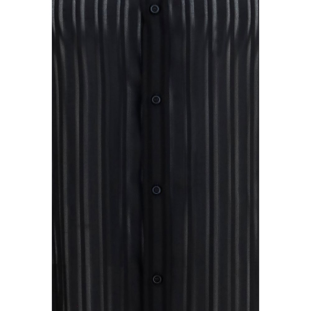 Gucci Black Silk Dress Shirt - Striped Design for Men