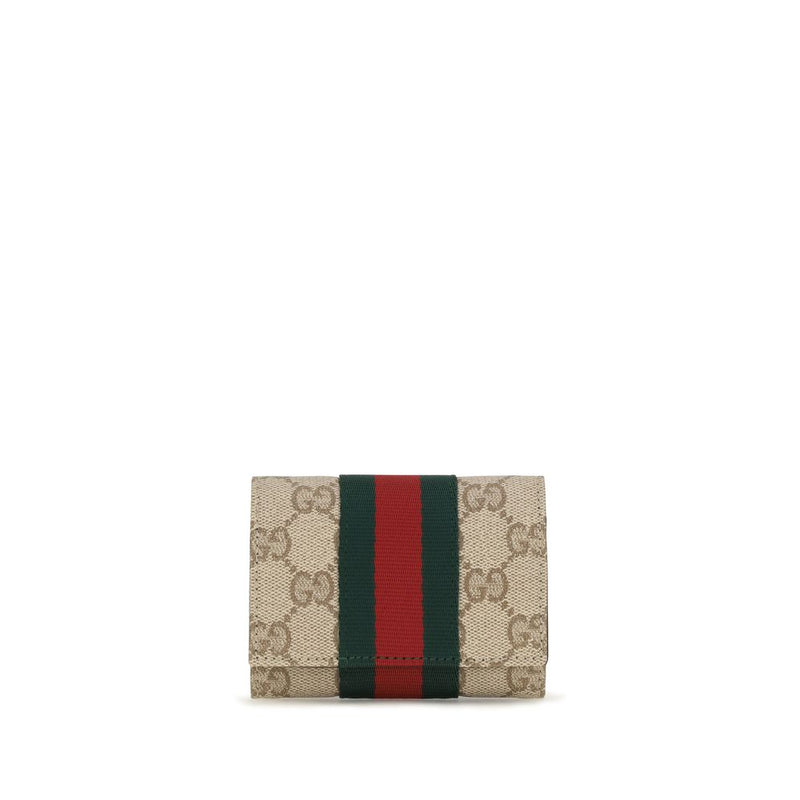 Gucci Beige Cotton Wallet - Web Bi-Fold Card Holder