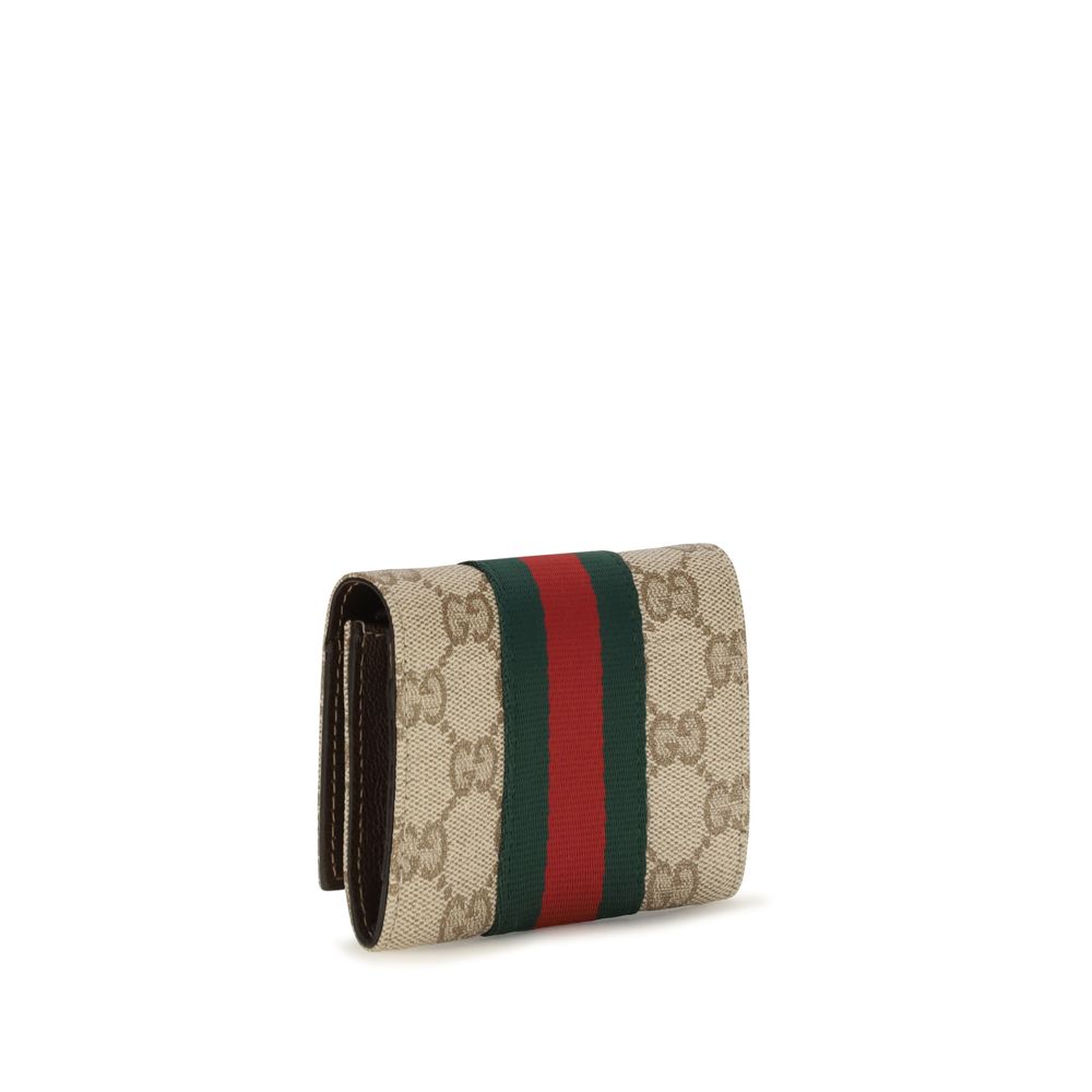 Gucci Beige Cotton Wallet - Web Bi-Fold Card Holder