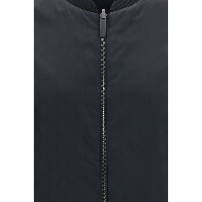 Gucci Black Polyamide Bomber Jacket - Reversible Design