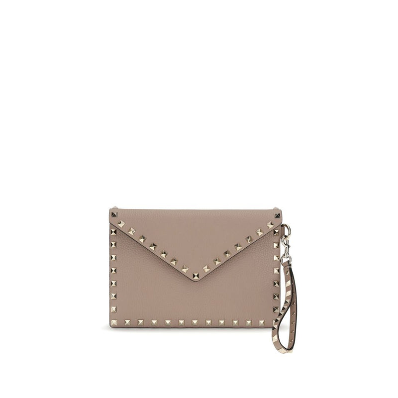 Valentino Garavani Beige Calf Leather Bos Taurus Clutch Bag