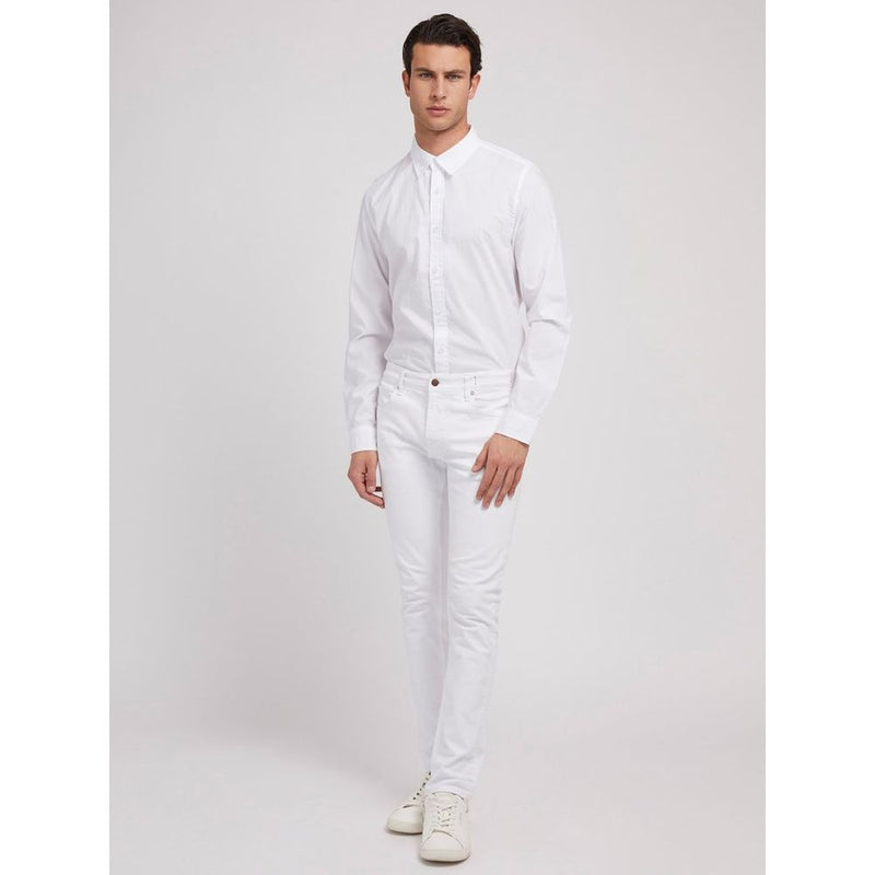 Guess Jeans Pure White Cotton Dress Shirt for Men
