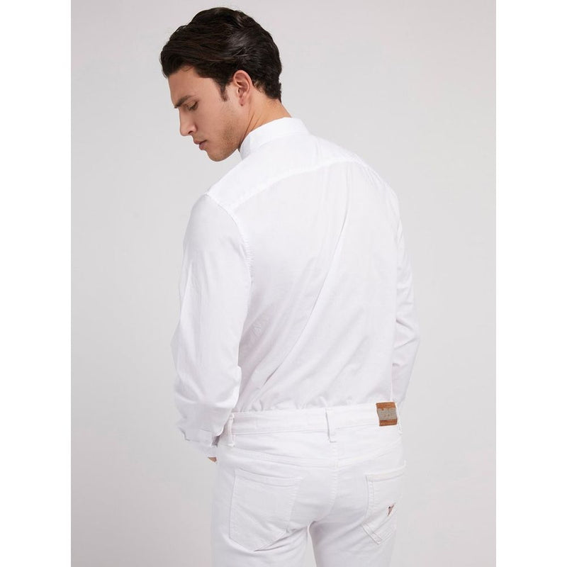 Guess Jeans Pure White Cotton Dress Shirt for Men