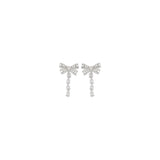 Self-Portrait Silver Brass Earrings with Crystal Bow Design