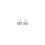 Self-Portrait Silver Brass Heart-Shaped Crystal Bow Drop Earrings