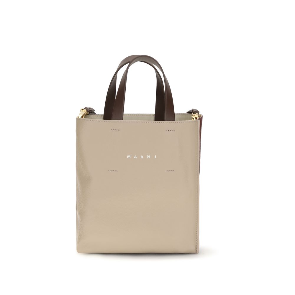 Marni Beige Calf Leather Bos Taurus Handbag - Museo Mini