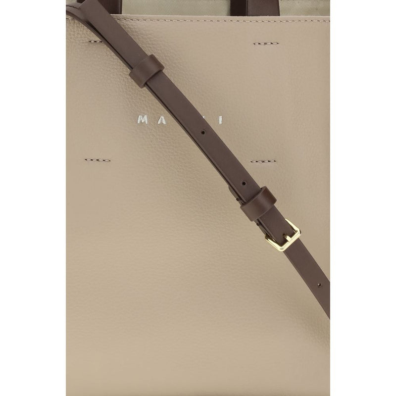 Marni Beige Calf Leather Bos Taurus Handbag - Museo Mini