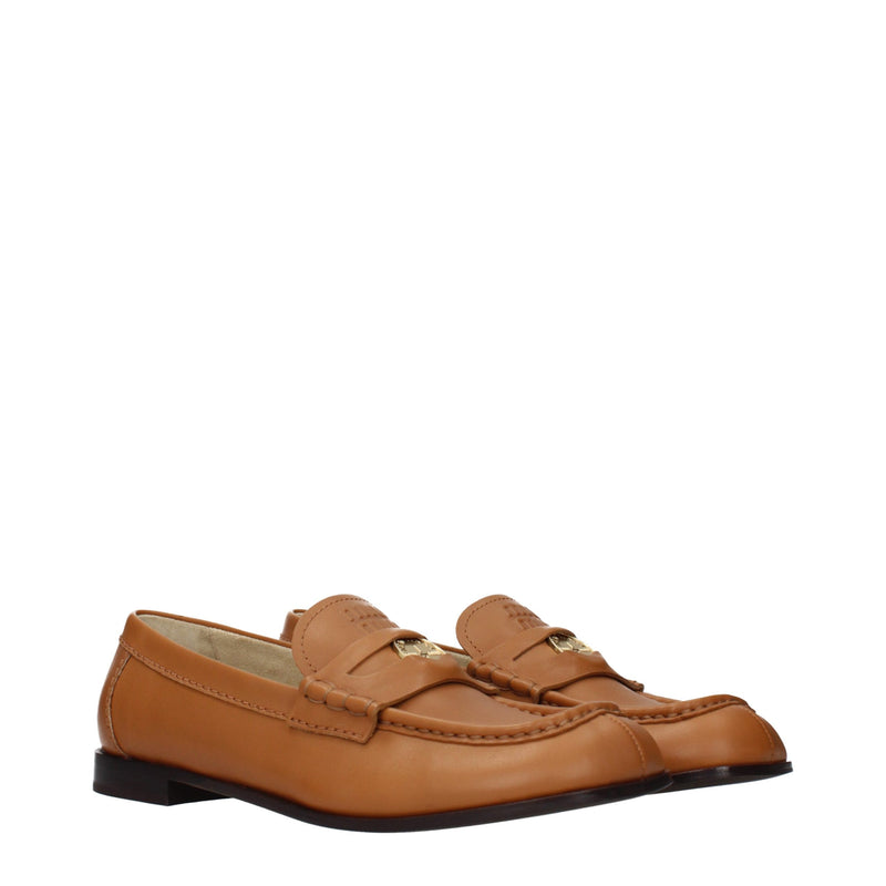 Miu Miu Brown Leather Slip-On Loafers for Women