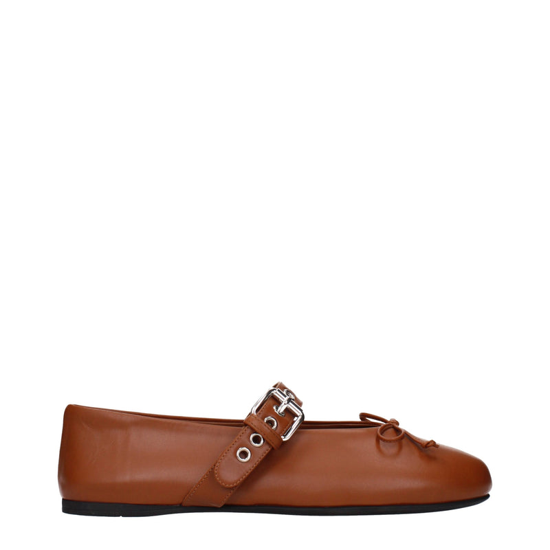Miu Miu Brown Leather Ballet Flats for Women