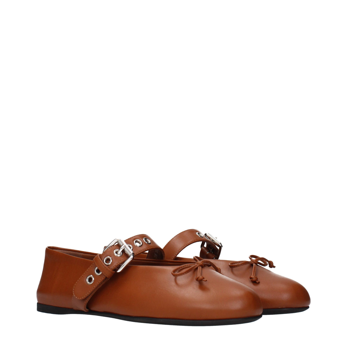 Miu Miu Brown Leather Ballet Flats for Women