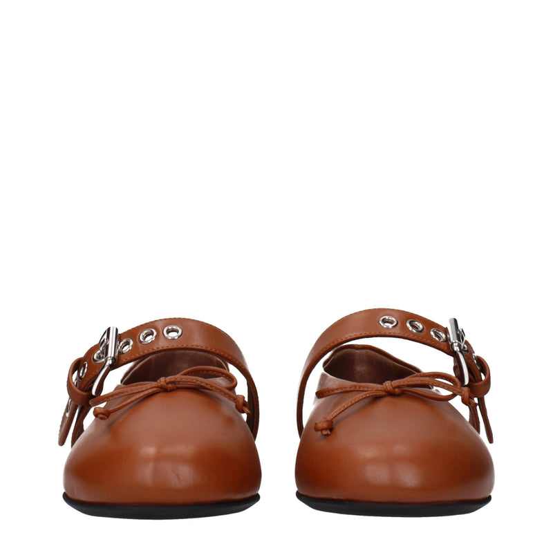 Miu Miu Brown Leather Ballet Flats for Women