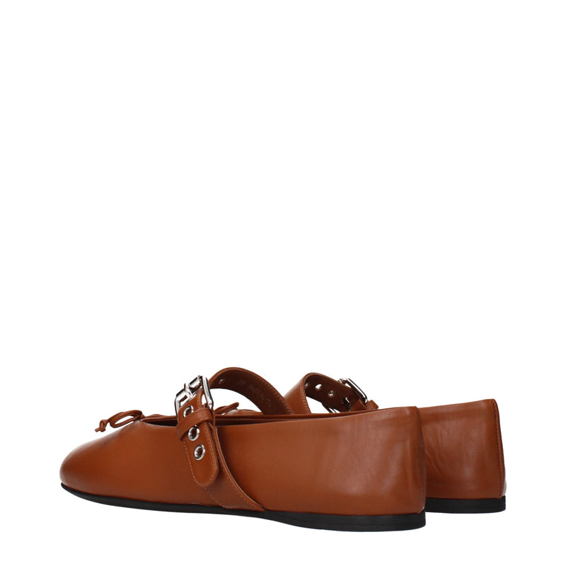 Miu Miu Brown Leather Ballet Flats for Women