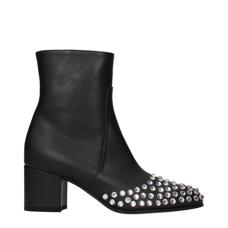 Alaïa Black Leather Ankle Boots for Women
