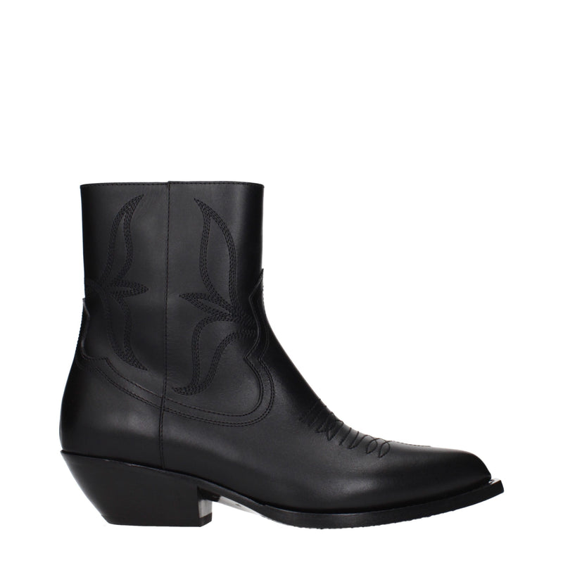 Celine Black Leather Ankle Boots for Women