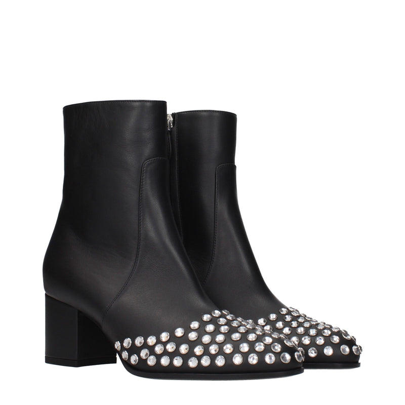 Alaïa Black Leather Ankle Boots for Women