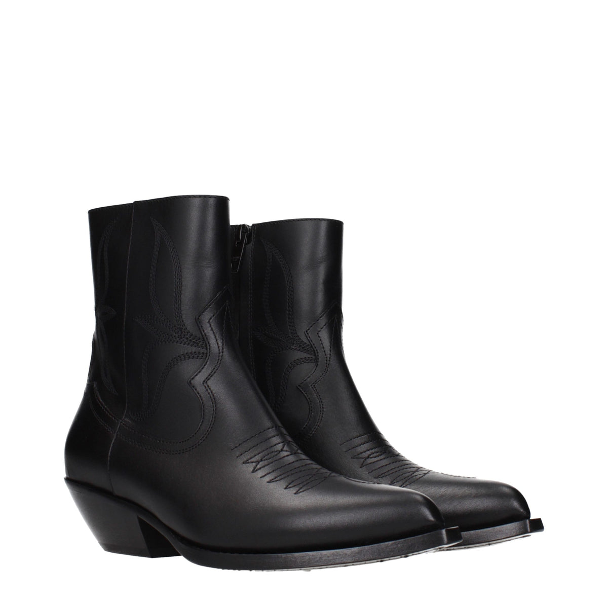 Celine Black Leather Ankle Boots for Women