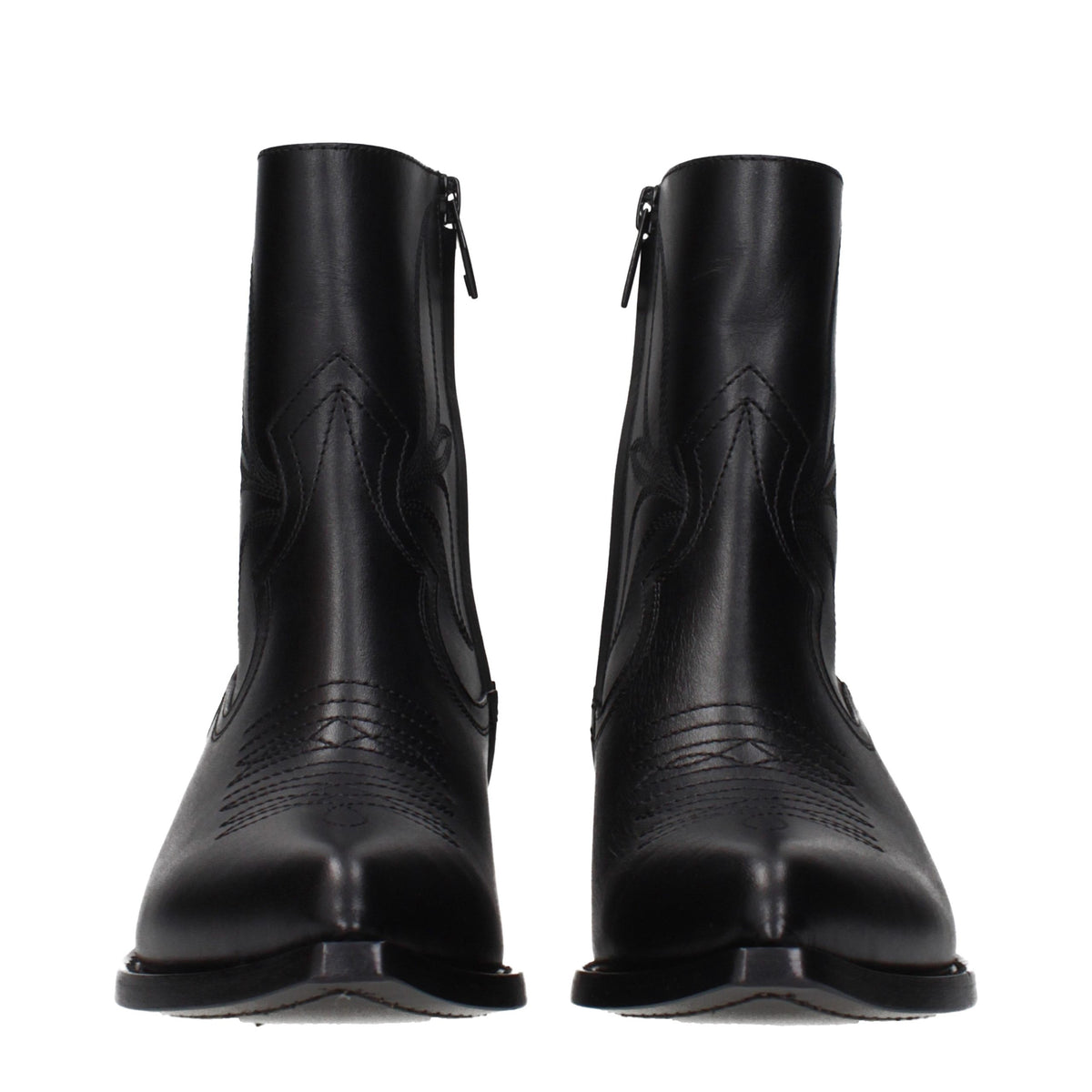 Celine Black Leather Ankle Boots for Women
