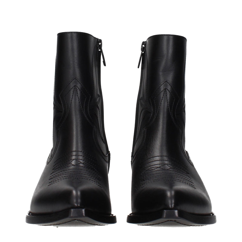 Celine Black Leather Ankle Boots for Women