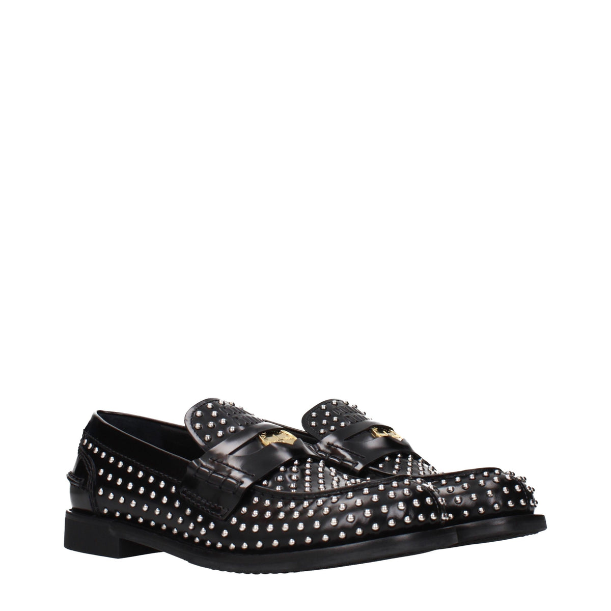 Miu Miu Black Leather Slip-On Loafers for Women