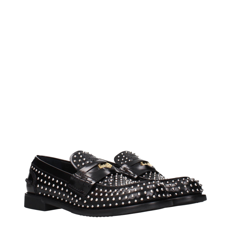 Miu Miu Black Leather Slip-On Loafers for Women