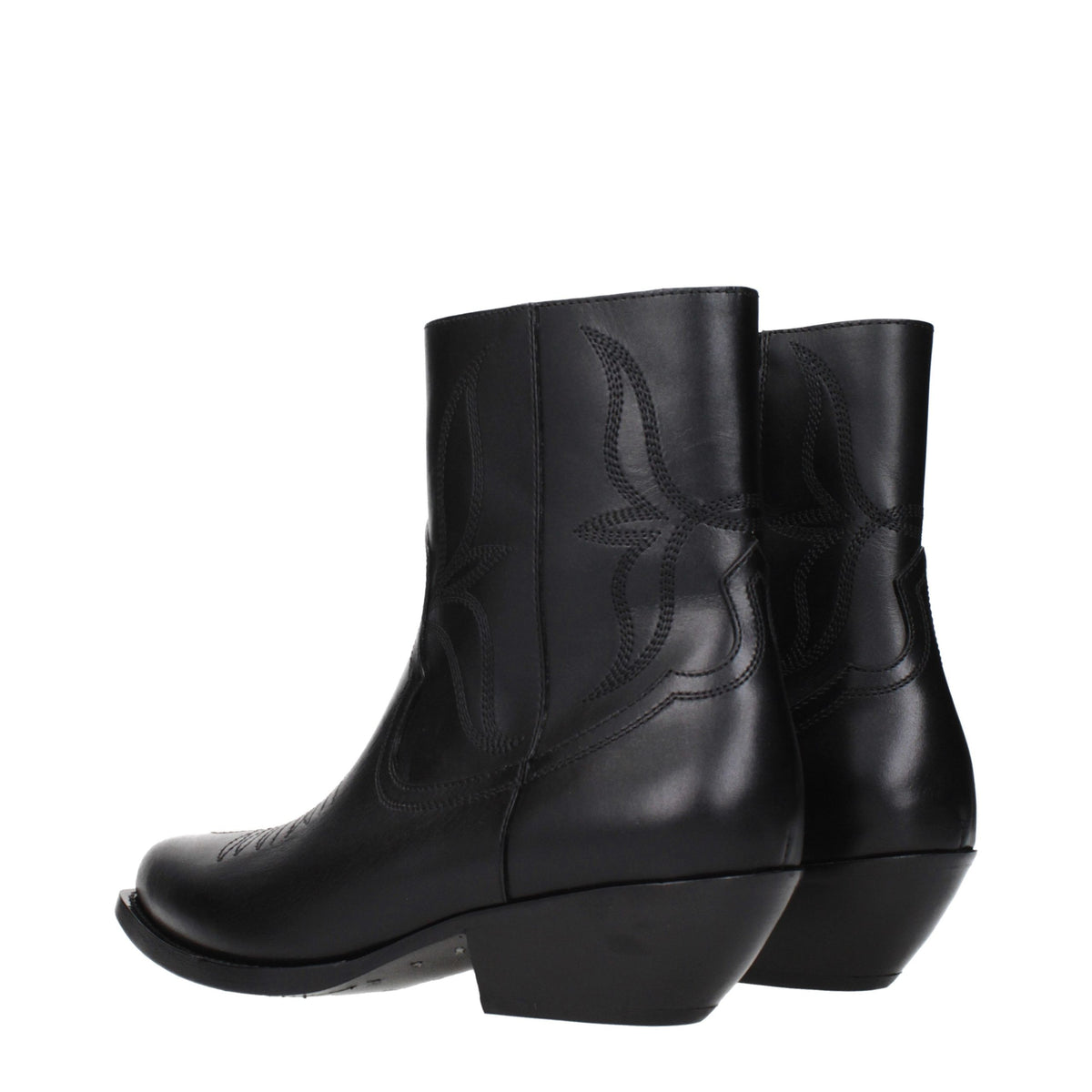 Celine Black Leather Ankle Boots for Women