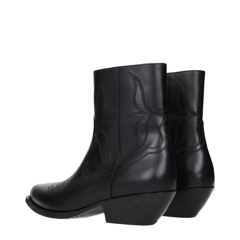 Celine Black Leather Ankle Boots for Women