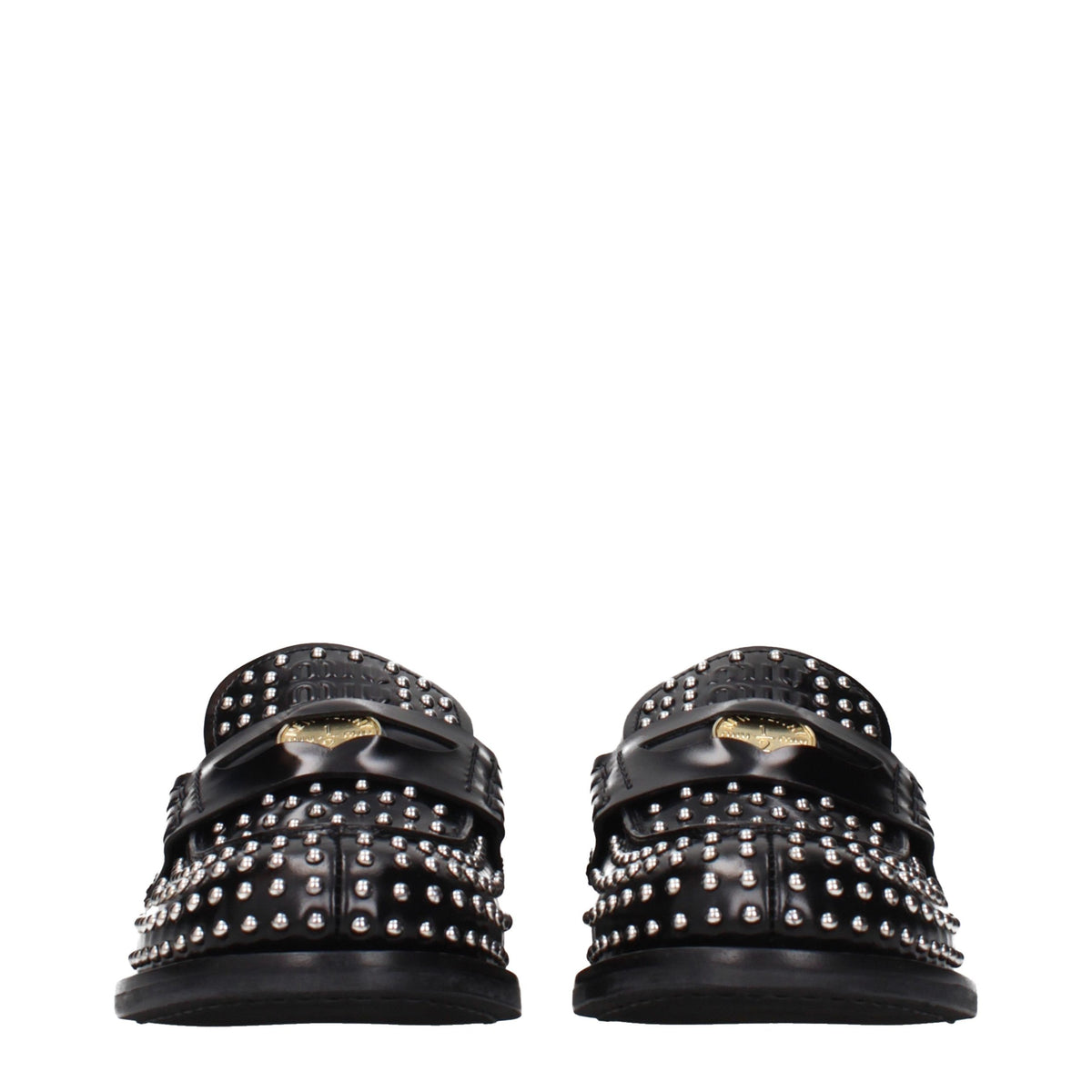 Miu Miu Black Leather Slip-On Loafers for Women