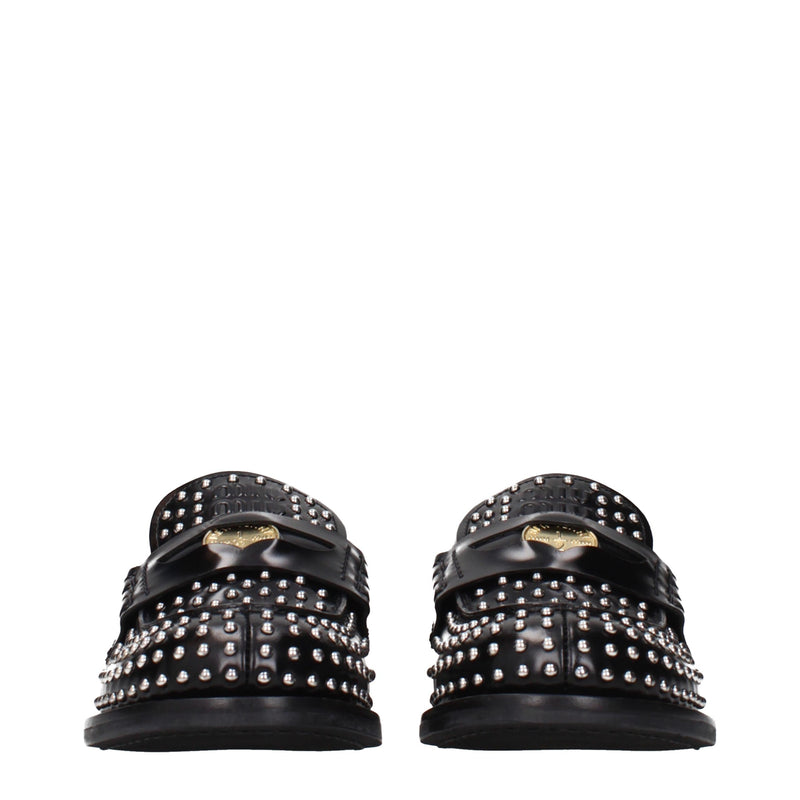 Miu Miu Black Leather Slip-On Loafers for Women