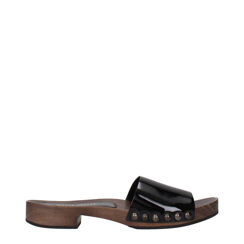 Miu Miu Black Leather Slippers for Women