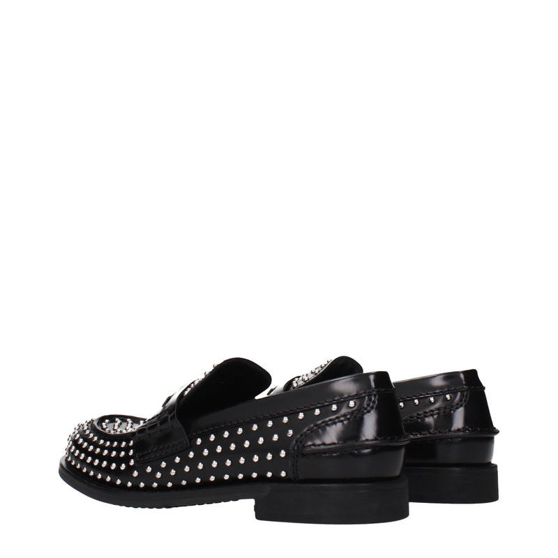 Miu Miu Black Leather Slip-On Loafers for Women