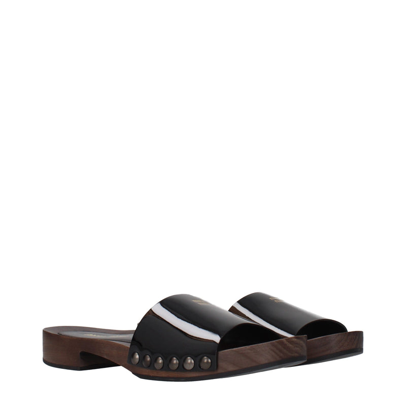 Miu Miu Black Leather Slippers for Women