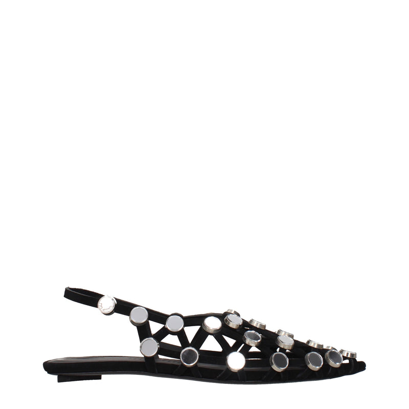 The Attico Black Leather Ballet Flats - Elegant Footwear