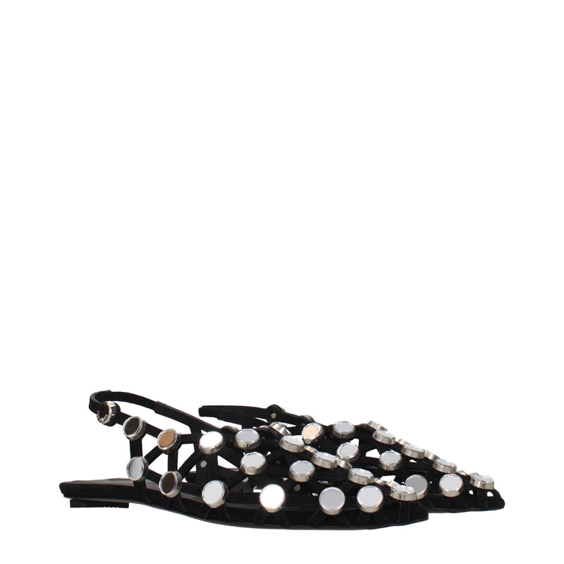 The Attico Black Leather Ballet Flats - Elegant Footwear