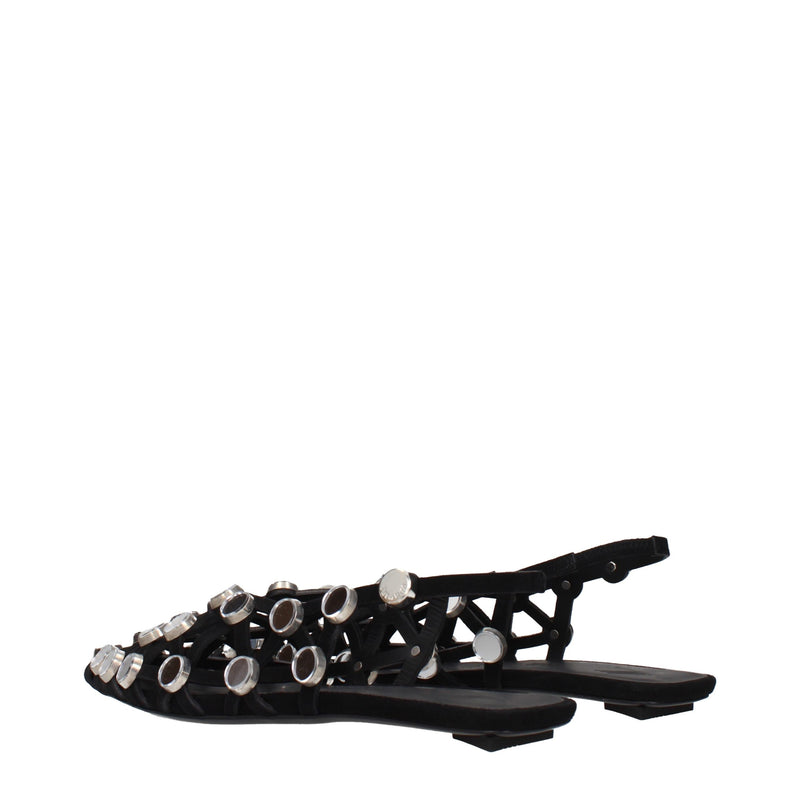 The Attico Black Leather Ballet Flats - Elegant Footwear