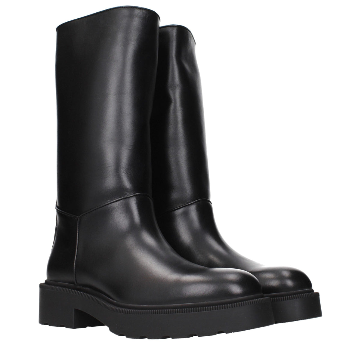 The Row Black Leather Boots - Stylish and Distressed Design