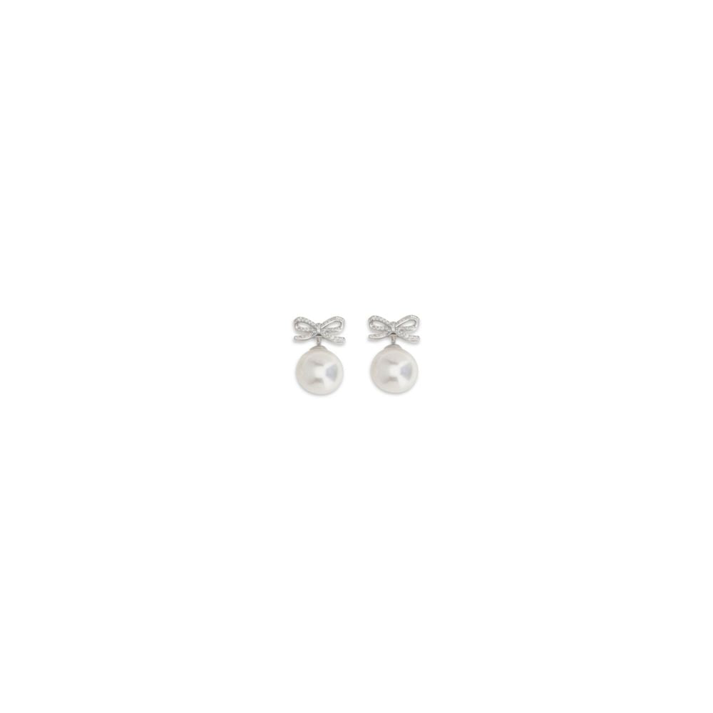 Self-Portrait Silver Brass Earrings with Crystal Bow