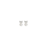 Self-Portrait Silver Brass Earrings with Crystal Bow