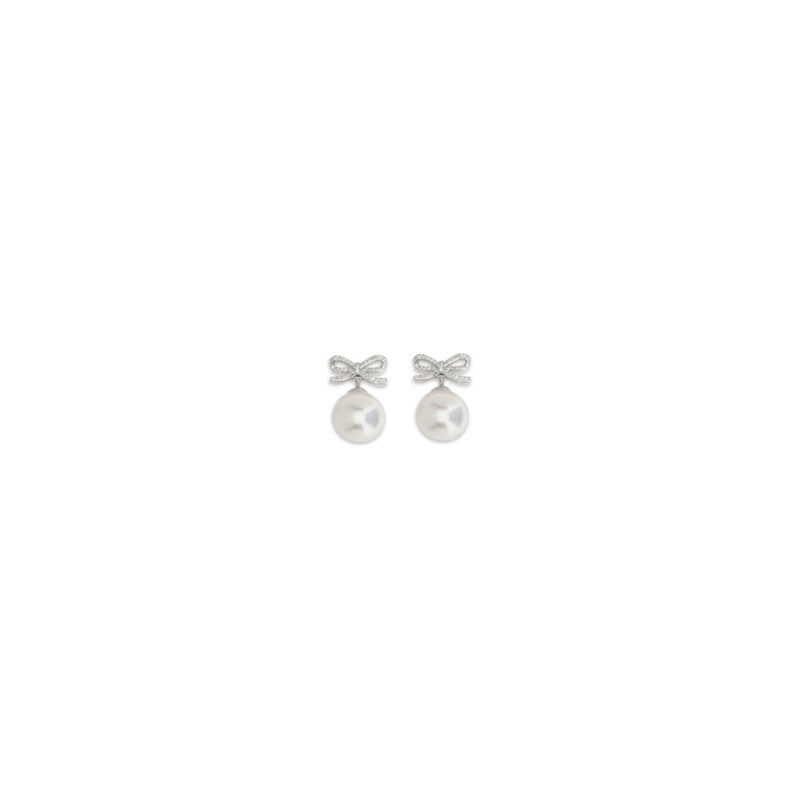 Self-Portrait Silver Brass Earrings with Crystal Bow
