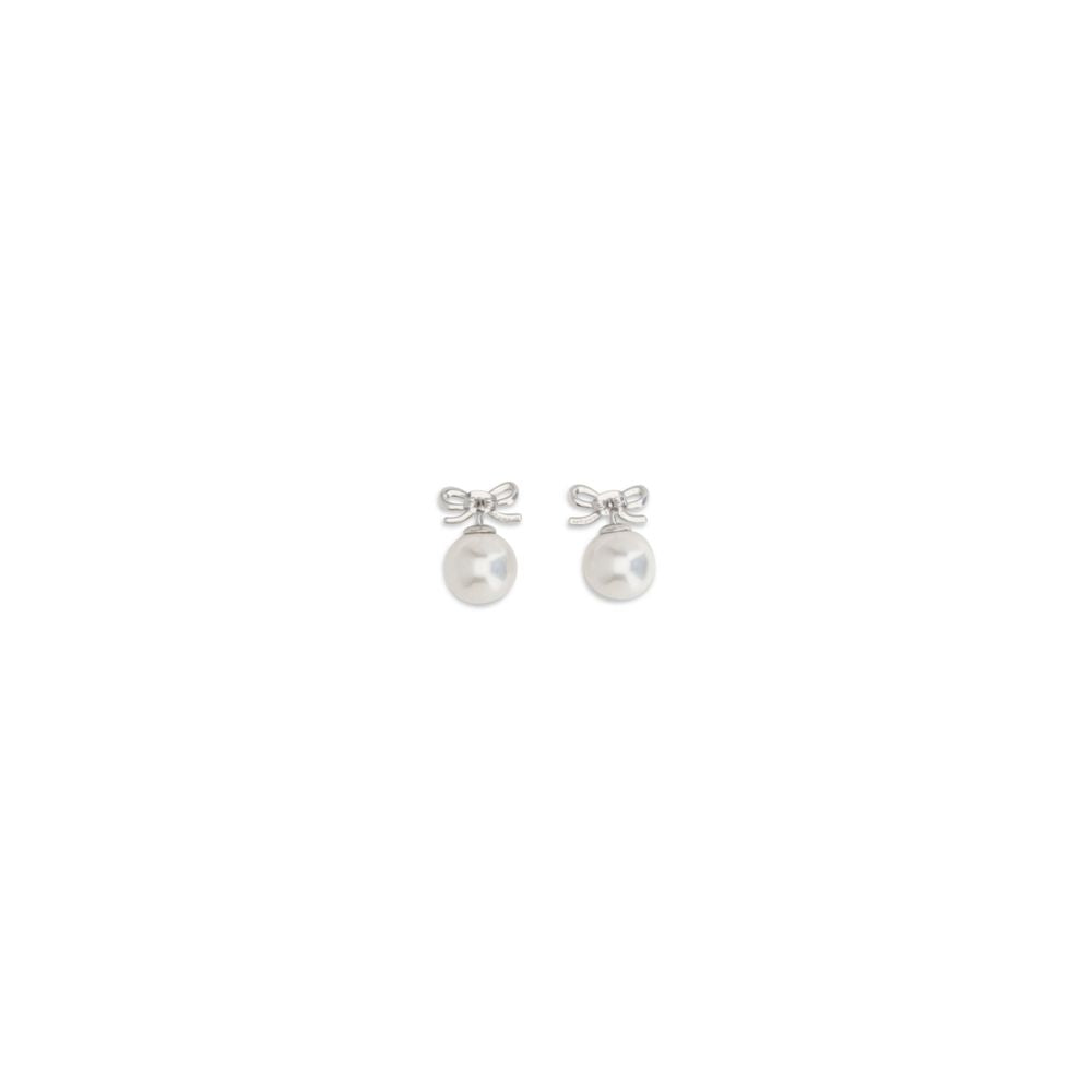 Self-Portrait Silver Brass Earrings with Crystal Bow