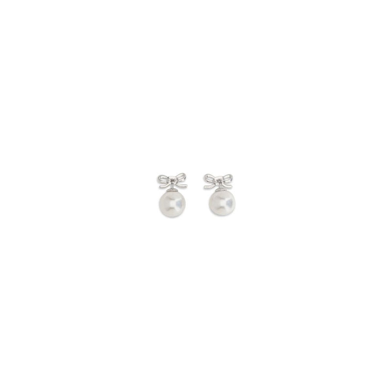 Self-Portrait Silver Brass Earrings with Crystal Bow
