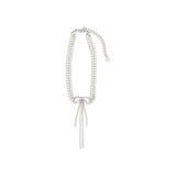 Self-Portrait Silver Brass Necklace with Crystal Bow