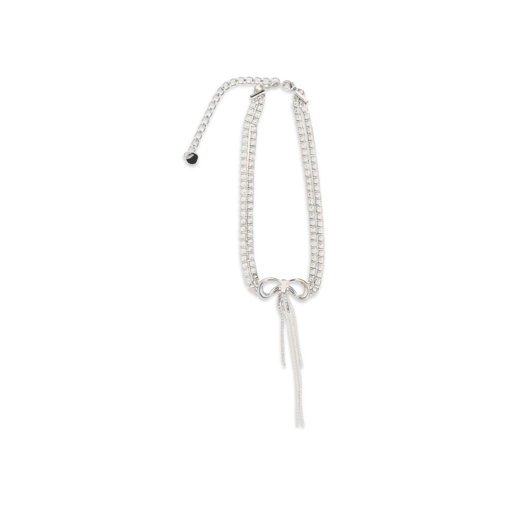 Self-Portrait Silver Brass Necklace with Crystal Bow