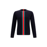 Gucci Blue Cotton Sweatshirt with Web Intarsia